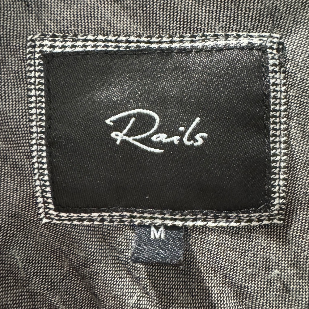 Rails Classic Black White and Gray Plaid Long Sleeve Button Down Flannel Shirt - Picture 2 of 5